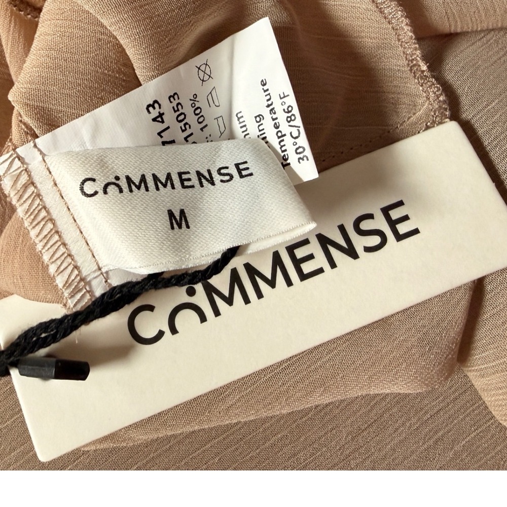Commense Layered Asymmetric Midi Dress Womens M Beige Cowl Neck Minimalist - Picture 3 of 8
